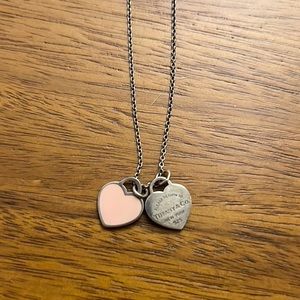 Tiffany & Co. Pink Double Heart Necklace